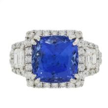 5.56 ctw Tanzanite and 1.42 ctw Diamond 18KT White Gold Ring