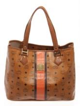 MCM Cognac Visetos Leather Shoulder Bag