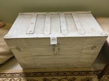 Antique wood trunk with original insides