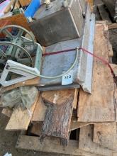 pallet miscellaneous contents sink and rough sawn wood