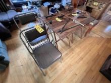 LOT: 2-PADDED METAL FOLDING CHAIRS & 4-WOODEN TV TRAYS