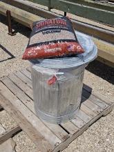 Trash Can Barrel of Smoking Pellets