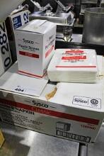 1 LOT - NEW BOXES OF SYSCO DINNER NAPKINS AND PLASTIC STRAWS