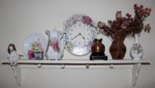 Mounted Wall Shelf with Floral D?cor and More