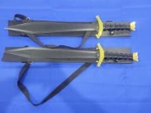 Pair of King Arthur Swords Replica King Arthur type swords, come with nylon carrying cases, measures