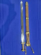 Double Edged sword Large and heavy double edged sword, marked China, measures 35"